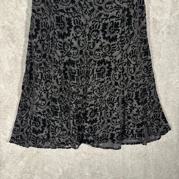 Jones New York A-Line Midi Skirt Size 10 Black Velvet Burnout Damask Gothic Y2K - Picture 7 of 12